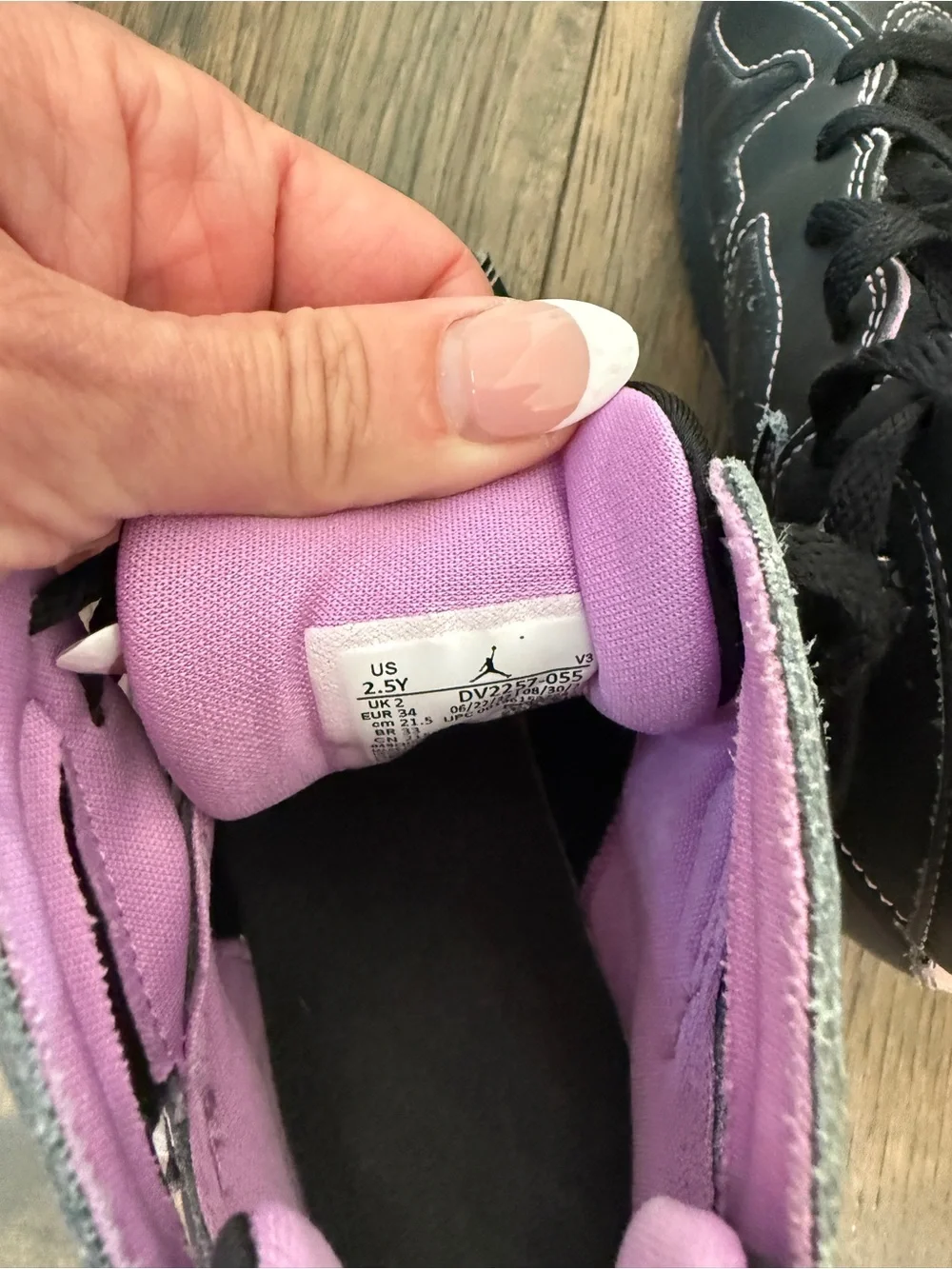 Jordan Kids Black and Purple High-Top Sneakers